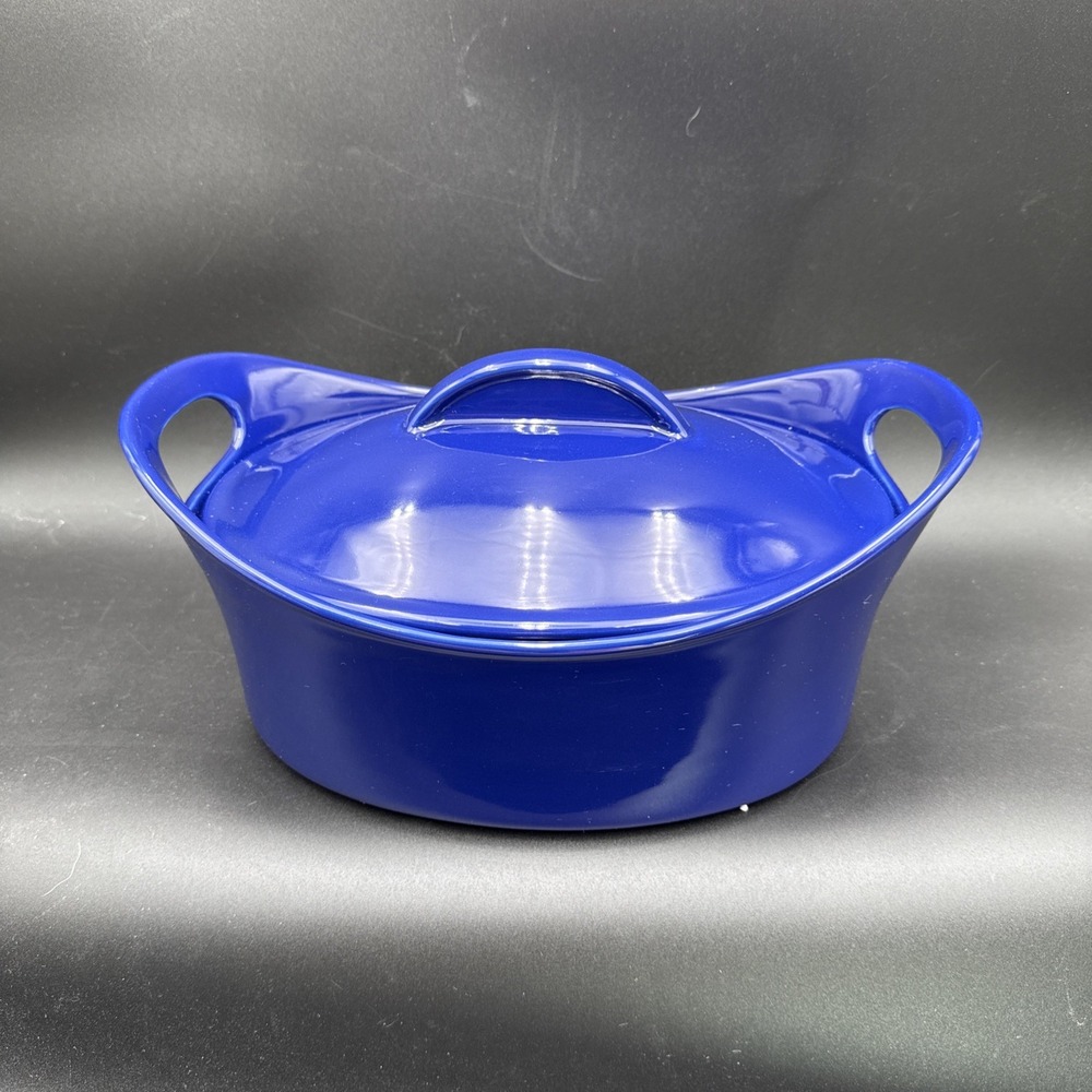 Rachel Ray 4.25 Qt Covered Casserole Casseround Stoneware Dish ~ Cobalt Blue